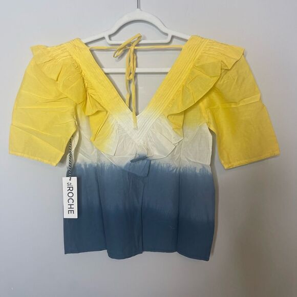 St Roche Sabina top in yellow/ blue New - Picture 2 of 8